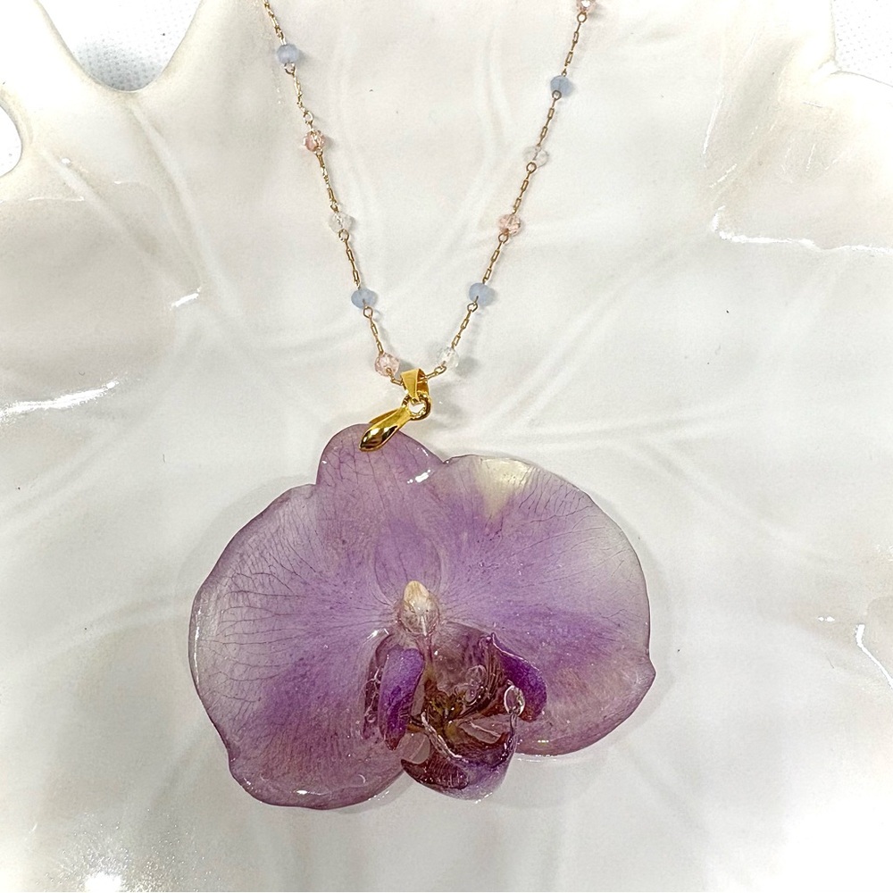Lavender Orchid Pendant Necklace